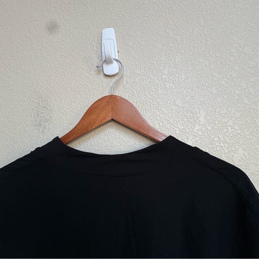 Eileen Fisher Black Textured‎ Open Front Office Drape Blazer Longline Women’s XL - Picture 5 of 6